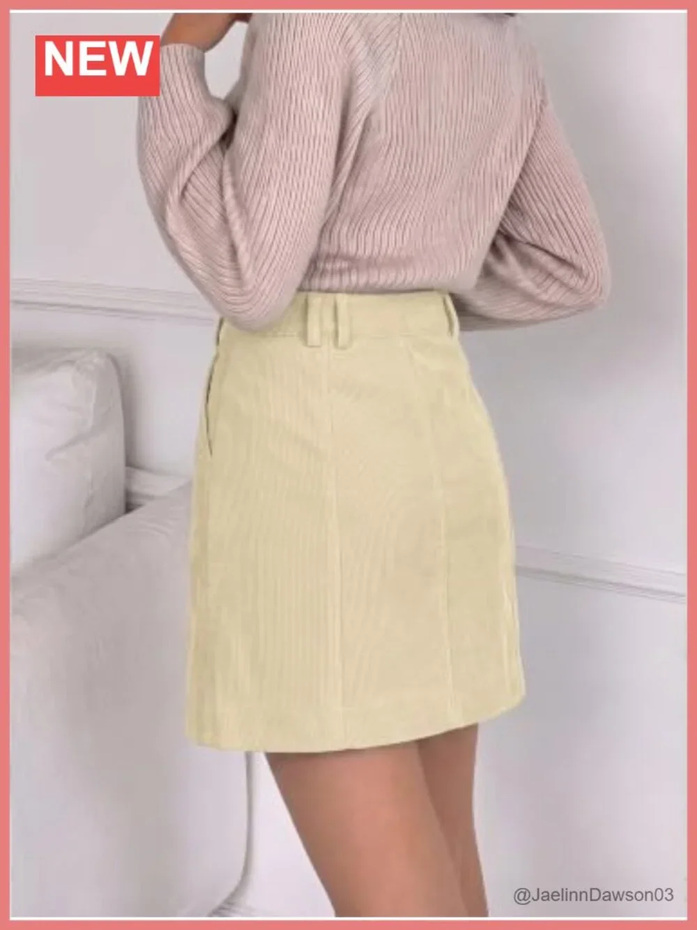 Women's Corduroy A-Line Mini Skirt High Waisted with Pockets